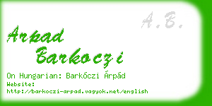 arpad barkoczi business card