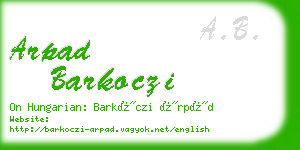 arpad barkoczi business card